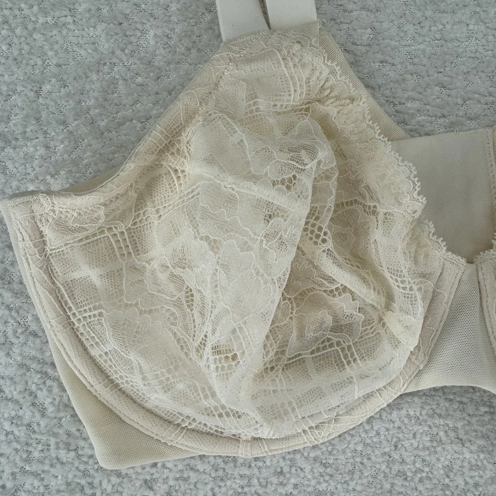 All Worthy Lace‎ Unlined Underwire Bra 38DD Ivory Hunter McGrady